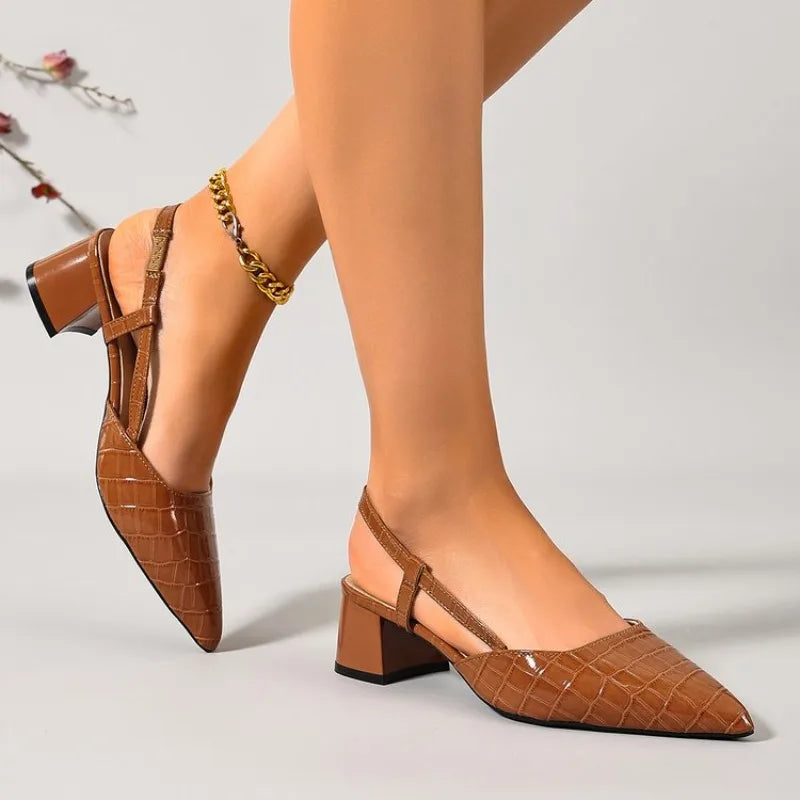 Thick Heels BreathableHigh Heels Summer Sexy Pointed Toe Slingback Women's Sandals 2026
