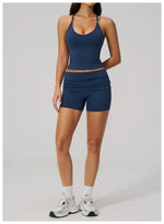 Summer 2Pcs Yoga Sets Women Camisole Slimming Sports Tank Top Pleate High Waist Shorts Fitness Suit Gym Running Excersize Wear
