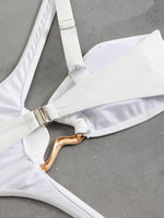 Sexy Black Hollow Out Bikini 2025 Women One Shoulder Metal DesignerBackless Thong One Piece Swimsuit Summer Bathing Suits