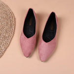 Women Suede Pointed Toe Flat Shoes V‑Cut Slip On Soft Sole Large Size Multi‑Color Casual Comfort Dress Daily Office Ballet Flats