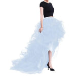 Solid Color Skirt Women Tulle Puffy High-Waist Elastic Waistband High-Low Hem Wedding Planning Gown Skirt Party Dress