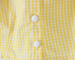 Foridol Gingham Printed Yellow Women Summer Dress Set Lace Top+skirt Sets Vintage French Style Midi Dress Oufits Plaid Vestidos