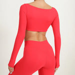 Women Crop Tops Yoga T-shirts Solid Sports Top Long Sleeve Running Shirts Quick Dry Fitness Gym Sport Gymwear