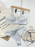 2026 Sexy Bikini Sliver Sequins High Waist Swimwear Swimsuit Women Bikinis Set Bathing Suit New Bikini Female Push Up Metal Hoop