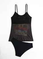Summer Swimwear for Women Tankini Sets Swimsuit Vintage Padded Mesh Bathing Suit Print Beachwear Female Women's Swim Wear 2025