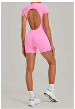 Women's Seamless Yoga Jumpsuits Fitness Sports Hip-lifting Backless Short-sleeved Training Gym Workout Shorts One-piece
