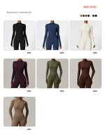 Zipper Workout Jumpsuit Sports Overalls Women Gym Clothing Running Long Sleeves Fitness Gym Tracksuit Short Sportswear Yoga Set