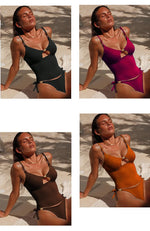 2026Women's Beachwear Summer Music Festival Thin Strap Metal Beachwear Knitted Top Five-Quarter Pants Elastic Waist Design
