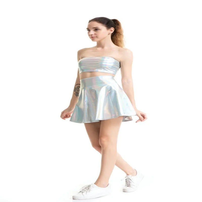 Sexy Leather Skirt for Women Party Dancing Club Wear Short Skirts Leather Mini Skirts Nightclub Stage Umbrella Dancing Skirt