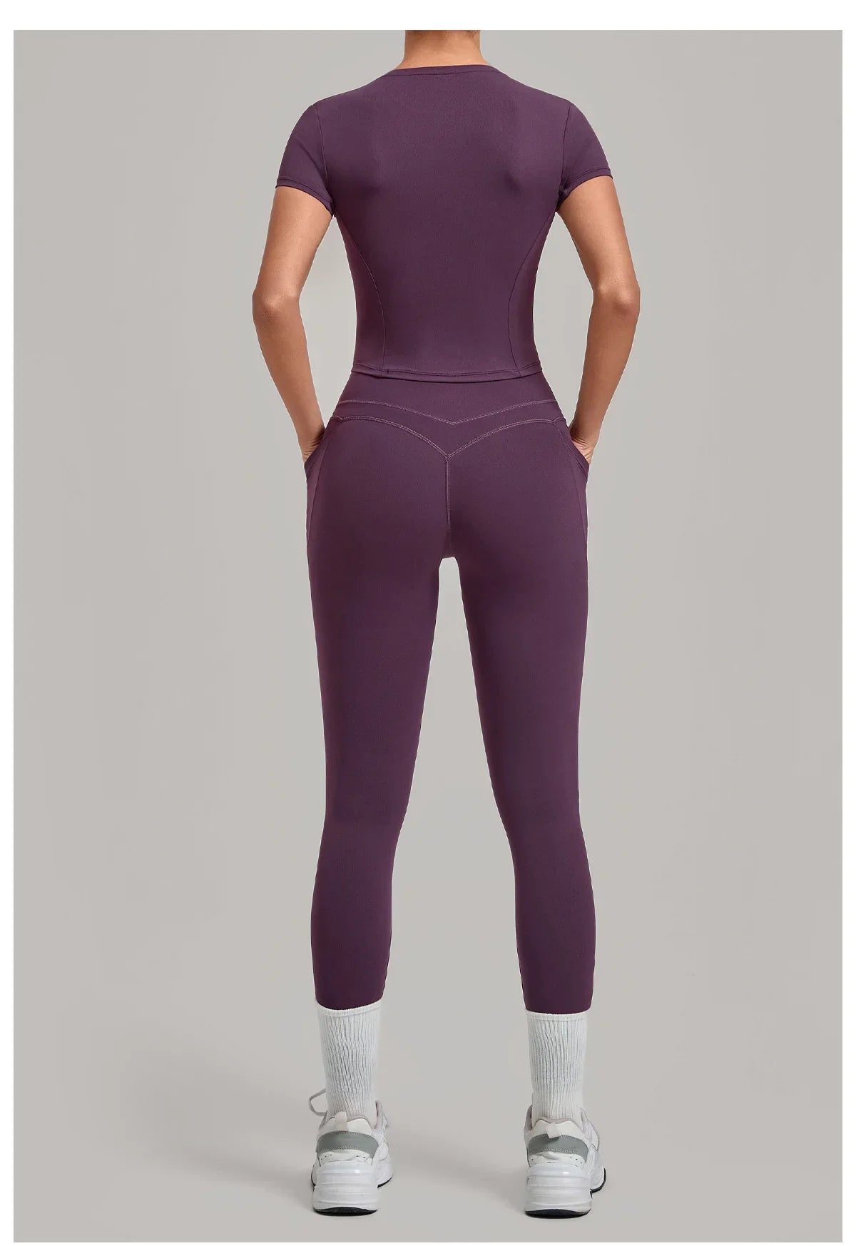 Women's Seamless Yoga Sets Sports Fitness Hip-lifting High Waist Pants Slim Fit Short-sleeve Suits Workout Running Training Sets