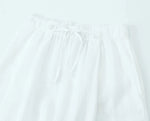 Foridol Cotton Linen White Long Pants Women Spring Summer Casual Wide Leg Pants Pantalones Elastic Waist Sash New Female Pants