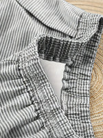 Women Striped Pajama Set 2pcs Short Sleeve Crop Top Elastic Waist Shorts Soft Summer Loungewear Home Sleepwear