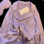 High Quality Ice Silk Light Luxury Pajamas Women's Pajama Spring and Autumn Style Long Sleeve Home Set Satin Nightwear Sleepwear