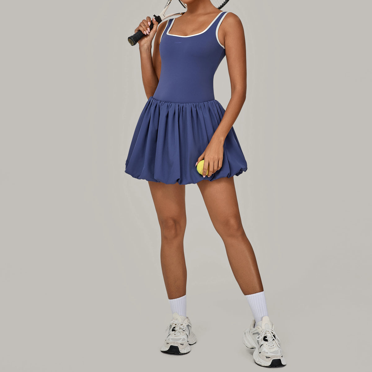 Tennis Dress for Women with Built in Shorts Womens Athletic Dresses Sleeveless Boat Neck Active Workout Skort Dress