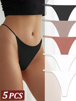 5PCS Seamless Thong Women Invisible Thin Strap Low Waist High Stretch Flexibility Panties Sexy Underwear Ladies Briefs T-back