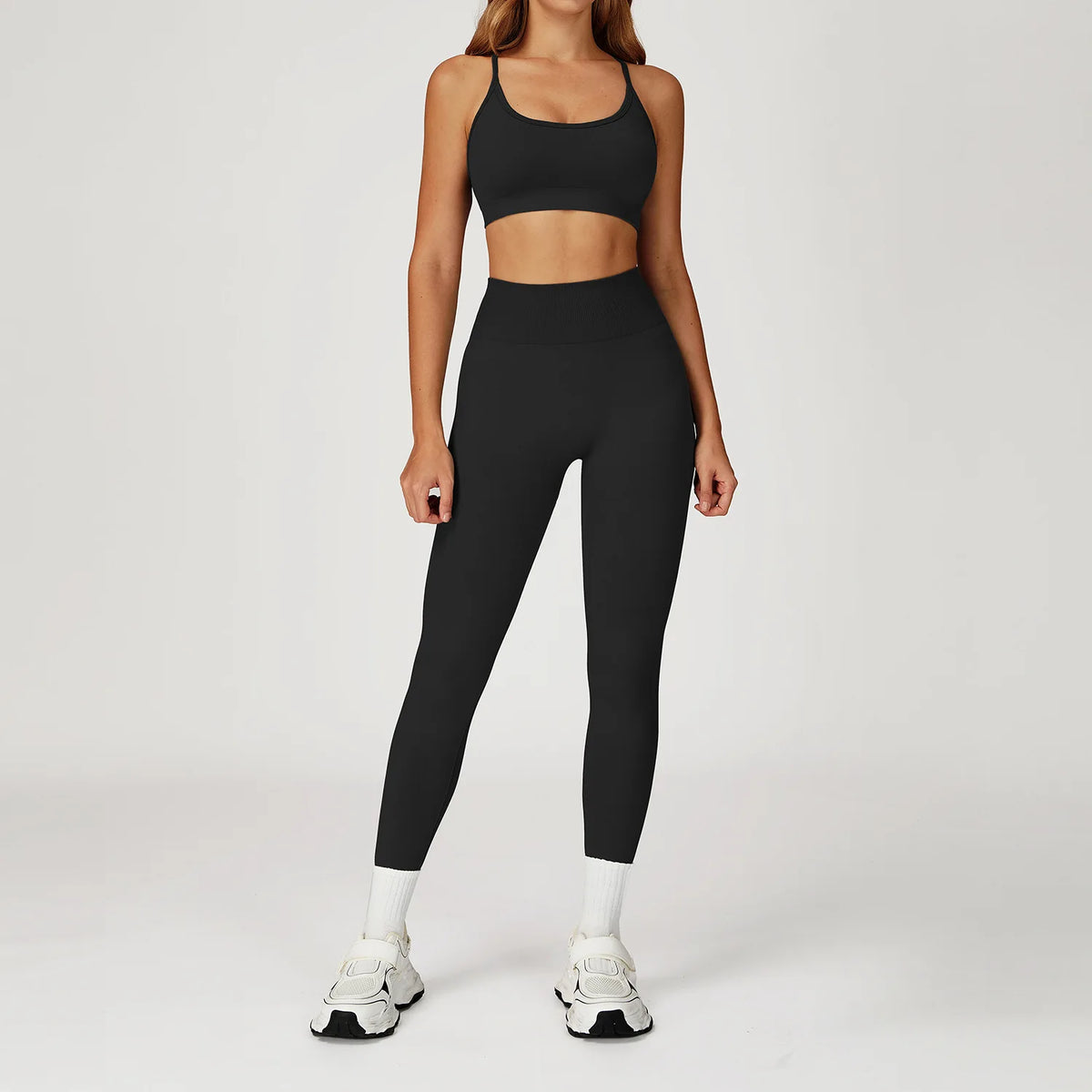 Women's Seamless Yoga Set Quick Drying Slim Fit High-end Feeling Exposed Feeling Set Outdoor Sports and Running Fitness Set