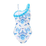 Womens One Piece Swimsuit with Cover Up Print Skirts Beachwear Female Swimwear 2025 Flower Print Bathing Suits for Women Holiday