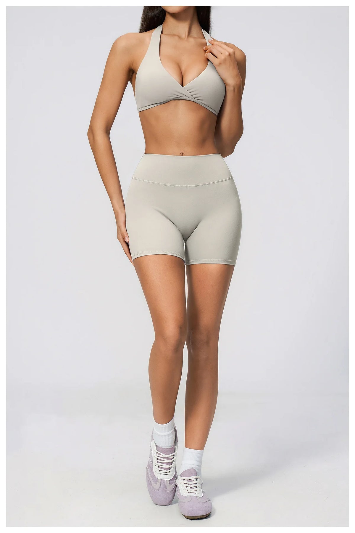 Summer Yoga Sets Women Front Cross Sports Bra Exercise Suits Outwear Lifting Buttocks Abdominal Compression Shorts Fitness Set