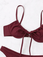 2026 Push Up Bikini Women Tie Front Swimsuit Sexy Underwire Swimwear Female Bathers Bathing Swimming Swim Suit Summer Beachwear