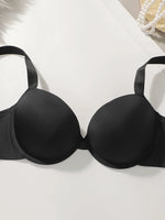 Pink Women Set Solid color daily lingerie set push up bra comfortable close fitting lingerie set Small chest appears larger 2051