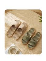 Janpanest Style Cotton Linen Slippers For Womeen Men Leisure House Shoes Striped Style Anti-slip Couples Home Breathable Slides