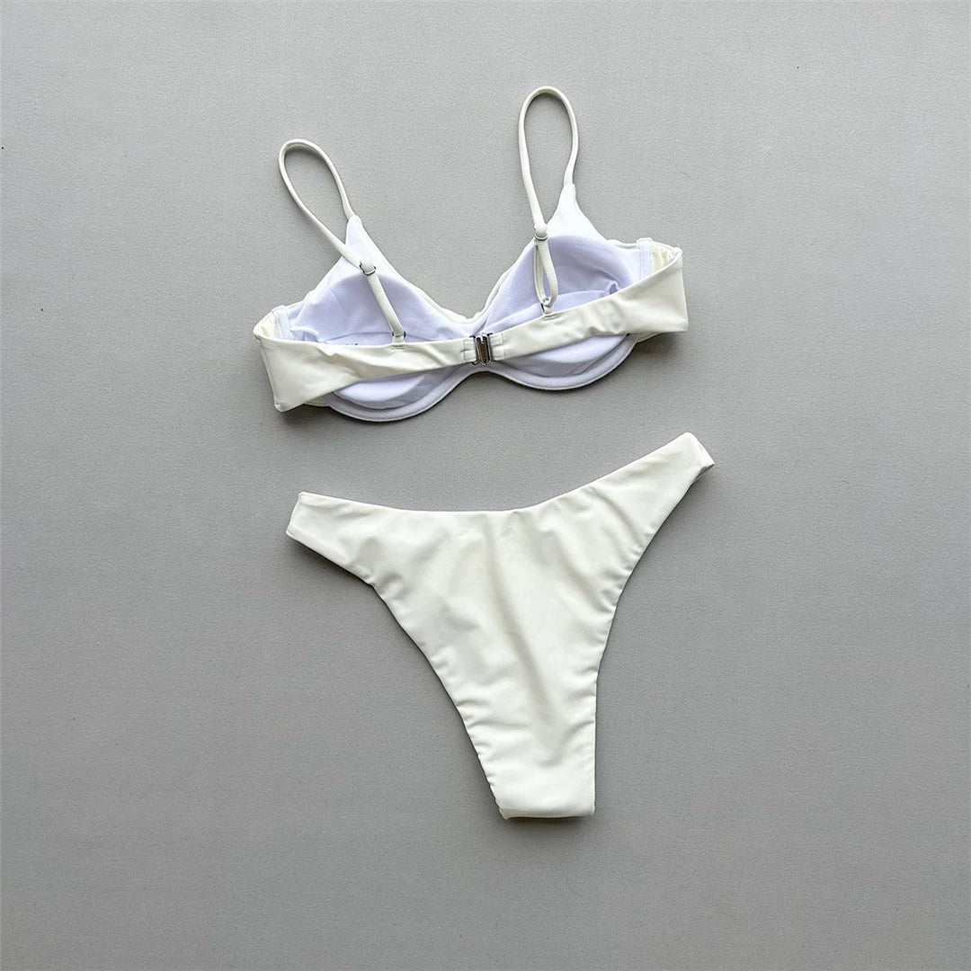New Sexy Underwired Bikini Female Swimsuit Women Swimwear Two-pieces Bikini Set Brazilian Padded Bather Bathing Suit Swim V7743
