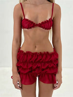 2 Piece Sets Women's Summer Short Sets Solid Color Ruched Camisole Tops and Shorts 2024 New Casual Sexy Loungewear