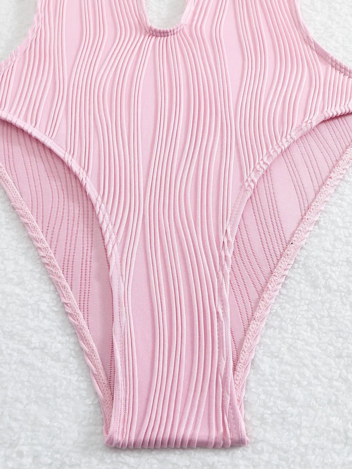 Sexy Halter V Neck Wrinkled Female Swimwear One Piece Swimsuit Women Backless Monokini High Leg Cut Bathing Suit Swim Beach Wear