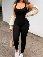 CZGUKE Women's Seamless One-Piece Sportswear yoga Ribbed Slim-Fitting One-Piece Square-Neck Base Pants Long Pants Fitness Wear