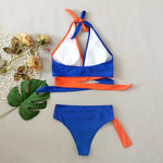 Solid Color Patchwork Bikini Set Adjustable Waist Belt 2 Piece Swimsuit for Women V-neck Halter Backless Beach Bathing Suit 2026