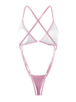 Sexy Extreme String Monokini Micro Bikini Swimsuit Women Shiny Y2K Swimwears Beach Trikini Backless Bathing Suit Vacation Outfit