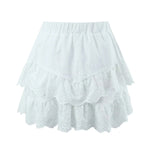 Foridol Summer Off Shoulder White Lace Skirt Set Dress Women Outfits Ruffles Tiered Mini Flower Embriodery Two Pieces Beach Suit