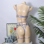 Toucheart Erotic Lingerie Fancy Embroidery See-through Mesh Contrast Color Patchwork Gathertogether Women Delicate Underwear Set