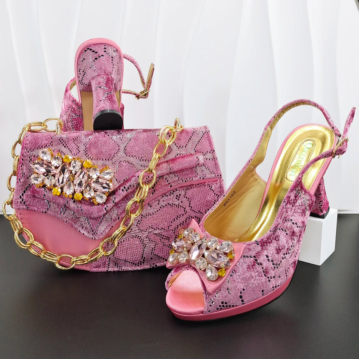 Doershow Lastest Italian Design Fashion Style Ladies Shoes with Matching Bag Set 2026 Nigerian Shoes and Bag Set!HG1-1