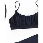 New Sexy Wrinkled Padded Female Swimsuit High Waist Bikini Women Swimwear Two-pieces Bikini Set Bather Bathing Suit Swim V3191