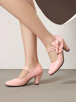 Spring Hot Sale Patent Leather Chunky Heel High Shoes Women's Platform Wedding Party Single Dress Shoes Large Size 33-45 Pumps