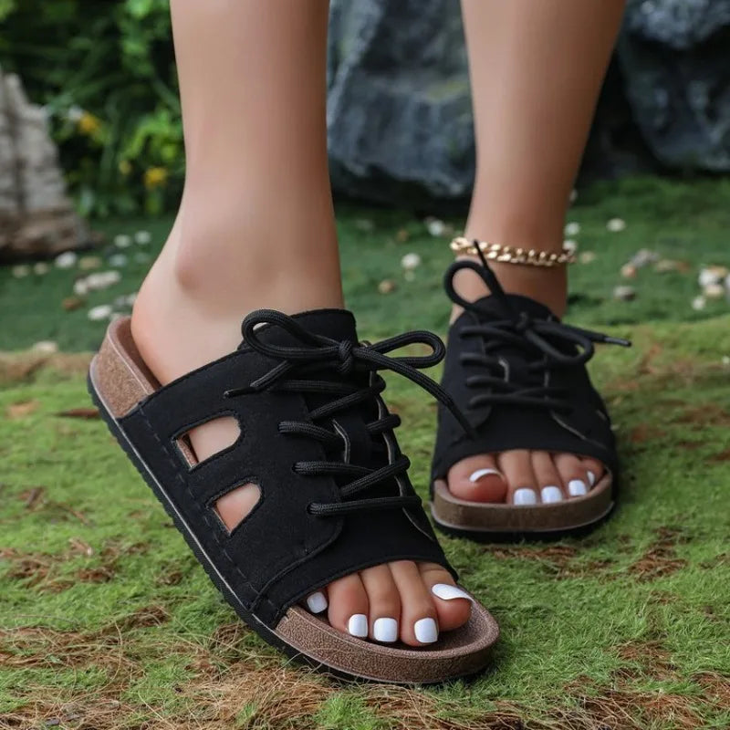 2026 Summer Slippers WomenSlippers Open Toe Slingback Sandals VacationLave-up Slippers for Women