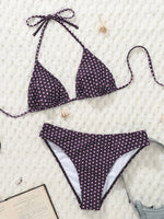 Sexy Black Polka Dot Print Bikini Set Women Halter Push Up Bra High Waist Swimsuit Bathing Suit Vacation Two Piece Swimwear 2026