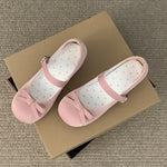Preppy Butterfly-Knot Low Heel Mary Janes Women Vintage Solid Buckle Strap Pumps Woman Cute Sweet Lolita Single Shoes for Ladies