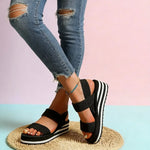 Women Slingback Wedge Sandals Outdoor Summer Lightweight Slides Solid Color Thick Bottom Ladies Slipper Female Roman Sandals