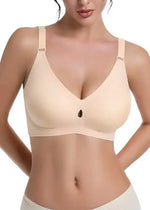 Women's Jelly Bra No Steel Ring Seamless Gathered Support 3 Pack Nylon Fabric Adjustable Shoulder Strap Invisible Cup Type