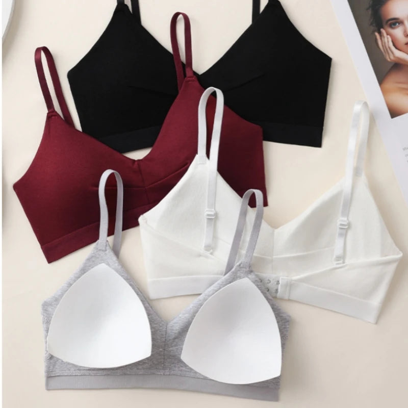 Comfort Cotton Bra Panties Set Women Push-Up Bra Low Waist Thongs Sports Underwear Sexy Lingerie Set Female T-Back Intimates
