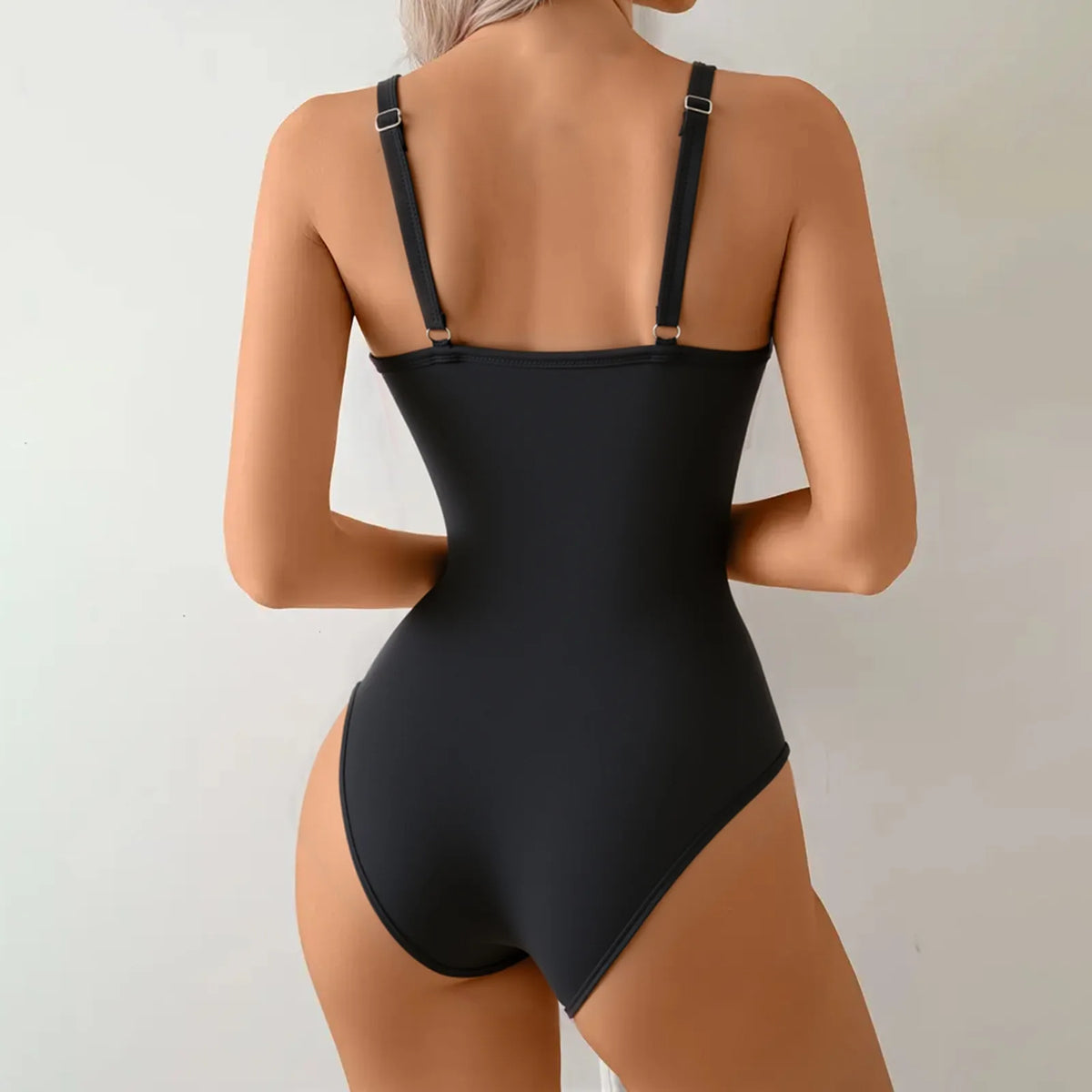 Vintage Black Tie Dye Gradient Swimwear Women 2026 V Neck Drawstring Slim Tummy Control One Piece Swimsuit Bathing Suit Monokini