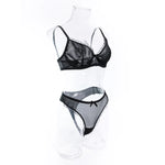 2Pcs Bra & Brief Set for Women Sexy White Ruffle Mesh Perspective Bow Patchwork Bra Bilizna Set Underwear Ultra Thin Intimate