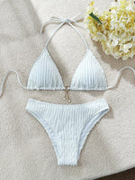 Sexy Wrinkled Halter Brazilian Bikini Women Swimwear Female Swimsuit Two-pieces Bikini Set High Cut Bathing Suit Swim Beach Wear