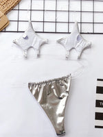 Micro Bikini Women Clear Strap Push Up Bra Neon Yellow Gold Transparent Swimsuit Women Triangle Bather Thong Swimwear Biquini
