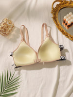 Women's front buckle letter belt underwear set without steel ring gathering push up comfortable close fitting bra set J008