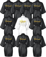 10 Pcs Women Bride Kimono Robe Embroidered Getting Ready Satin Bridesmaid Robes for Wedding Party Bridal Shower