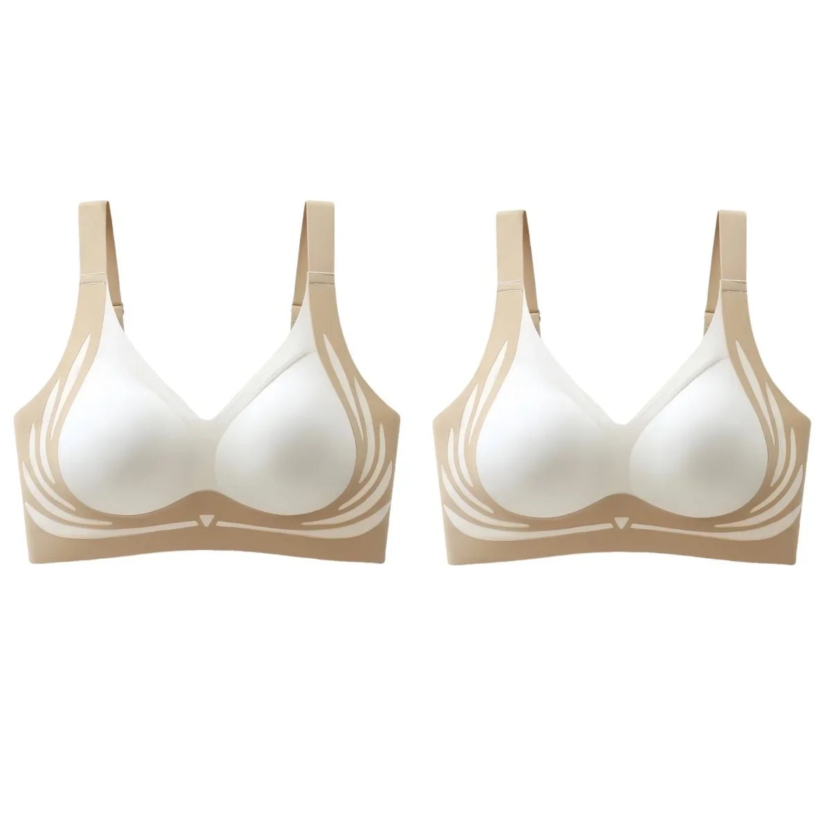 2Pcs/Set Non-wire Push-Up Bras Women's Anti-sagging Lift-up Bra Side Support Adjustable Straps No Show Plus Size Underwear M-4XL