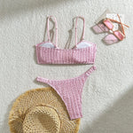Wrinkled Crinkled Tie Knotted Bikini Women Swimwear Female Swimsuit Two-pieces Bikini Set Brazilian Bathing Suit Swim Beach Wear